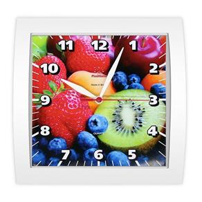 Relógio de Parede Quadrado Branco Frutas