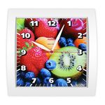 Relógio de Parede Quadrado Branco Frutas