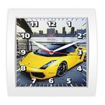Relógio de Parede Quadrado Branco Lamborghini