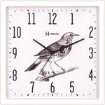 Relógio De Parede Quadrado Branco Pássaro 29 Cm Herweg