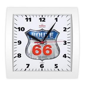 Relógio de Parede Quadrado Branco Route 66