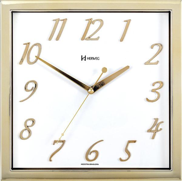 Relógio de Parede Quadrado Moderno Herweg Dourado