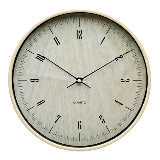 Relógio de Parede Quartz 30,5cm Bege Dark Wood