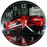 Relógio De Parede Quartz Carros Ferrari Vermelha Artes e Decoração