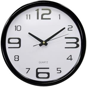 Relógio de Parede Quartz Preto Redondo 30cm