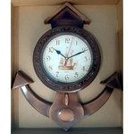 Relógio de Parede Quartz Tema Náutico Formato Âncora