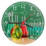Relógio de Parede Química Tubos de Ensaio Balão Erlenmeyer