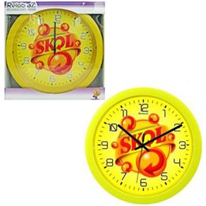 Relógio de Parede Redondo Amarelo Modelo Skol 30Cm Relobraz