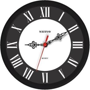 Relógio de Parede Redondo Black Romano Nativo