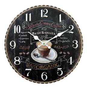 Relógio de Parede Redondo Café em MDF - 34x34 Cm