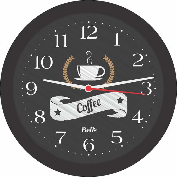 Relógio de Parede Redondo Coffee Preto 21,7cm Bells - de Casa Magazine
