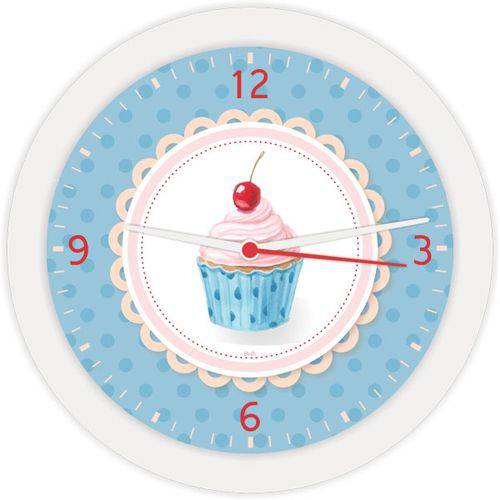 Relógio de Parede Redondo Cupcake Azul - Bell´S