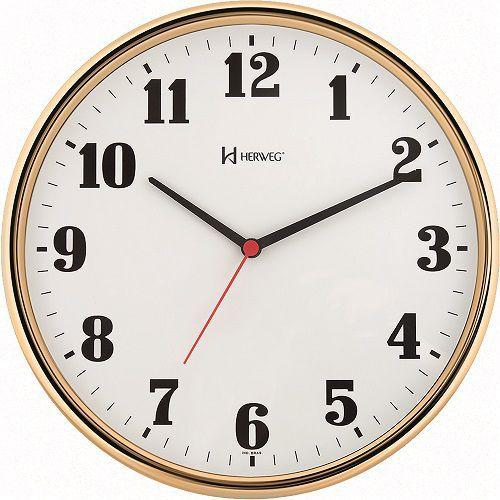 Relógio de Parede Redondo Dourado Metalizado Herweg 6125-29