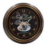 Relógio de Parede Redondo Estampado 3d Café com Leite Gourmet 30cm