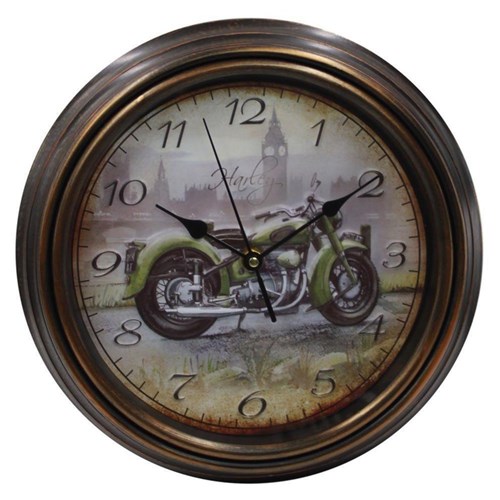 Relógio de Parede Redondo Estampado 3D Harley Davidson 30Cm