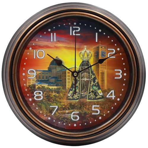 Relógio de Parede Redondo Estampado 3d Nossa Senhora Aparecida 40cm