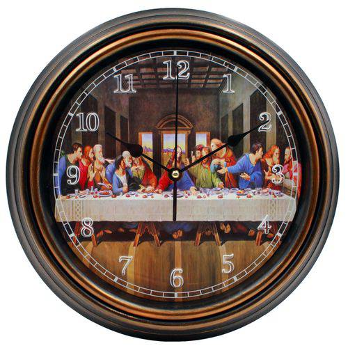 Relógio de Parede Redondo Estampado 3d Santa Ceia 30cm
