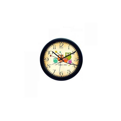 Relógio de Parede Redondo Família Coruja 30 Cm Preto - Relobraz