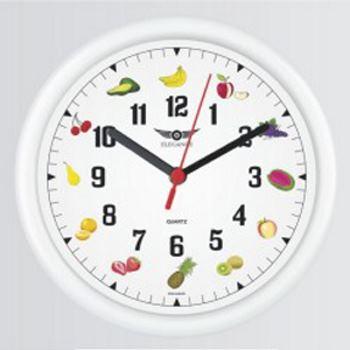 Relógio de Parede Redondo Fruta 23cm Branco - Elegance