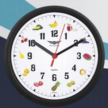 Relógio de Parede Redondo Fruta 23cm Preto - Elegance