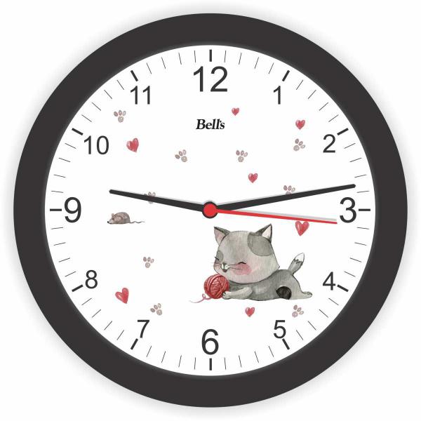 Relógio de Parede Redondo Gatinho Preto 21,7cm Bells - de Casa Magazine