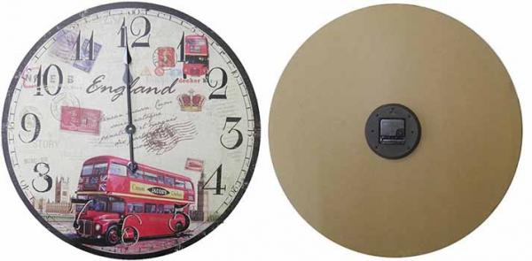 Relogio de Parede Redondo Grande Decoracao Onibus Inglaterra Vintage Retro (XIN-02) - Braslu