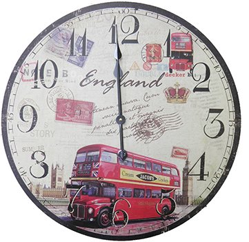 Relogio de Parede Redondo Grande Vintage Retro Decoracao Onibus Inglaterra (XIN-02)