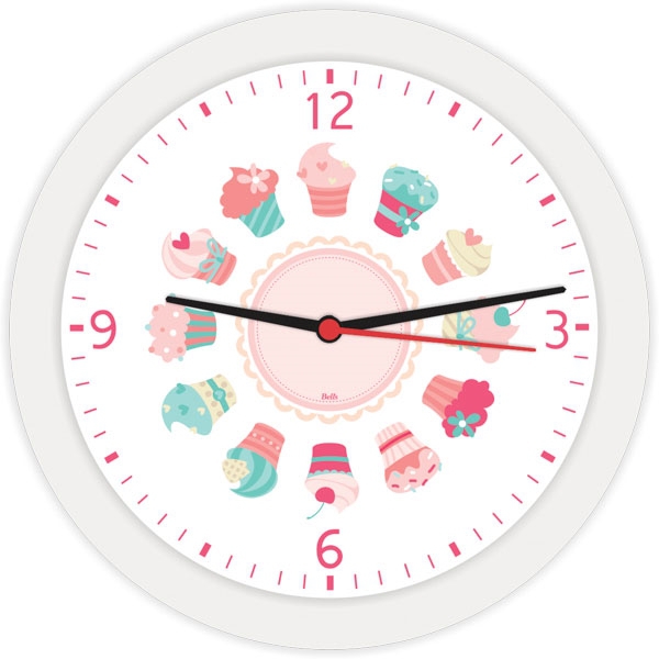Relógio de Parede Redondo Mini Cupcake Branco - BellS