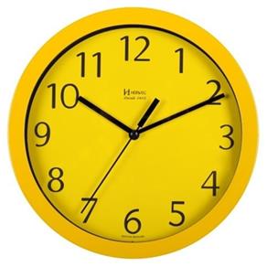 Relógio de Parede Redondo Moderno Analógico Mecanismo Step Alumínio Amarelo Pantone Herweg - Único