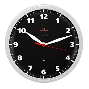 Relógio de Parede Redondo Omega Branco Preto