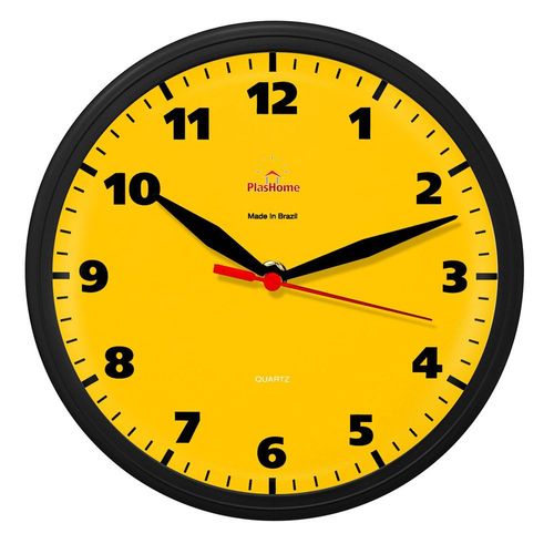 Relógio de Parede Redondo Omega Preto Amarelo