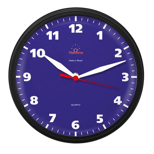 Relógio de Parede Redondo Omega Preto Azul