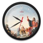 Relógio de Parede Redondo Omega Preto Cristo no Monte das Oliveiras