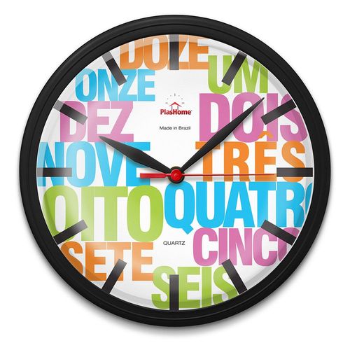 Relógio de Parede Redondo Omega Preto Designer
