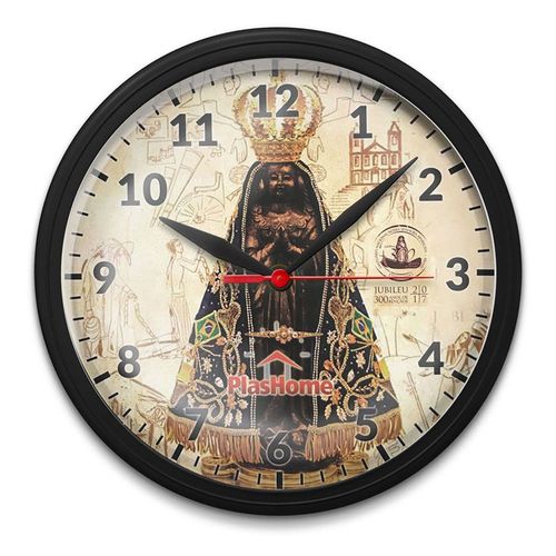 Relógio de Parede Redondo Omega Preto Jubileu 300 Anos Nossa Senhora Aparecida