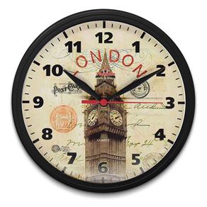Relógio de Parede Redondo Omega Preto Londres