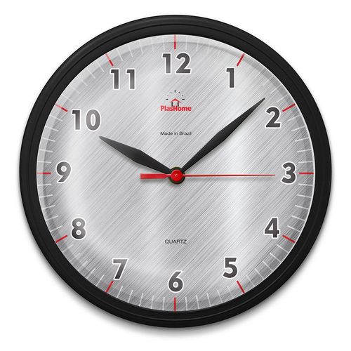 Relógio de Parede Redondo Omega Preto Moderno