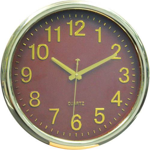 Relógio de Parede Redondo Premium Quartz Marrom 36cm