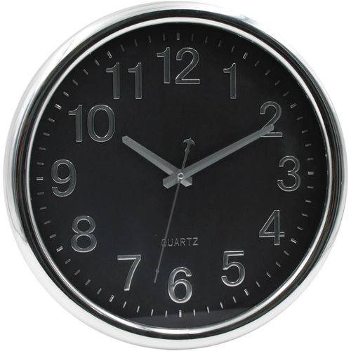 Relógio de Parede Redondo Premium Quartz Prata 36cm
