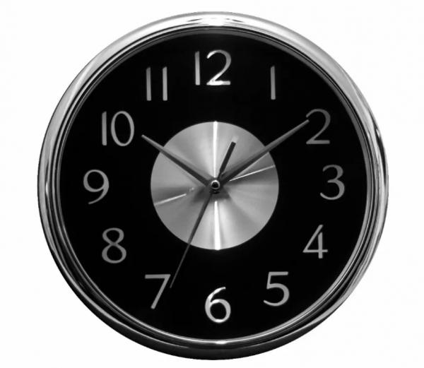 Relógio de Parede Redondo Preto e Prata 30 X 30 Cm Bonito - Reloxx