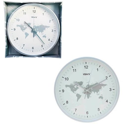 Relógio de Parede Redondo Silencioso Mapa Mundo