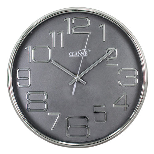 Relógio de Parede Relógio Parede Cinzento 28*28cm Moderno Relógio Parede Grande Redondo Analógico com Detalhes Metálicos - Classe Jl