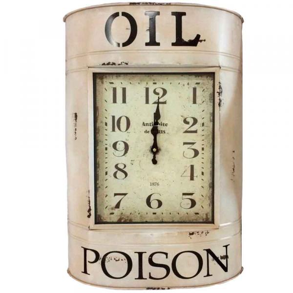 Relógio de Parede Retrô Oil Poison Metal Branco - Versare Anos Dourados