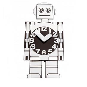 Relógio de Parede Robô de Alumínio Prata