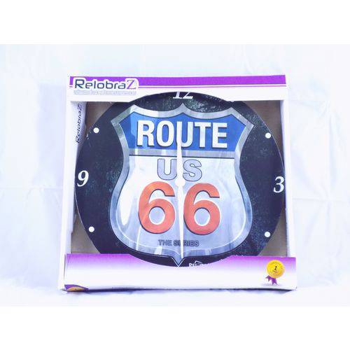 Relógio de Parede Route 66 Analogico Redondo 29cm Decoraçao