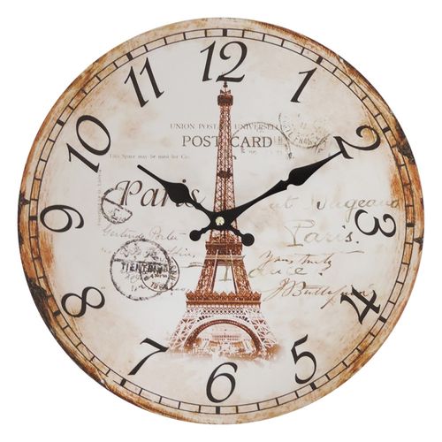 Relógio de Parede Rústico Torre Eiffel 35,5cm