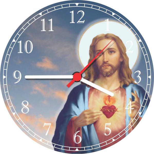 Relógio de Parede Sagrado Coração de Jesus - Vital Quadros