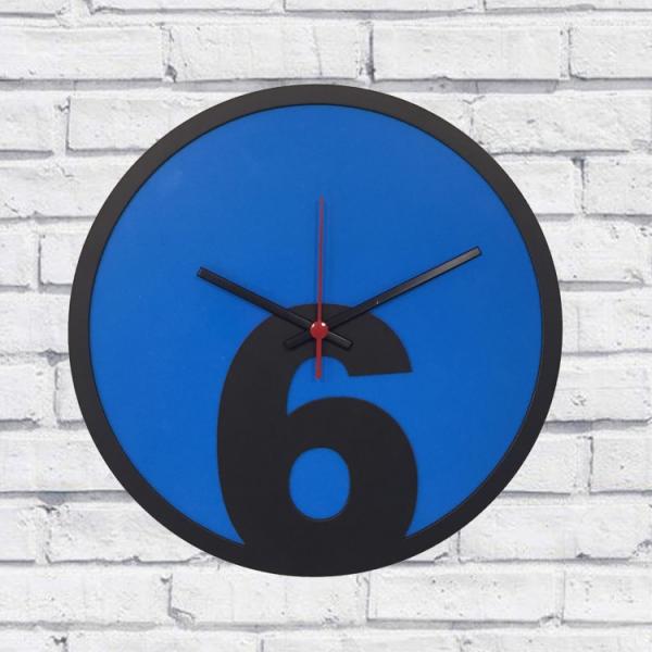 Relógio de Parede Sala Madeira Básico 6 Cor Azul 30x30x2cm - Maisaz