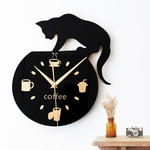 Relógio de Parede Silencioso Dos Desenhos Animados Bonito Escalada Gato Para Beber Relógio de Café Relógio de Parede Copo de Café Relógio Sala de estar Decoração de Casa