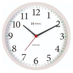 Relógio de Parede Silencioso Redondo Branco 26 Cm Herweg